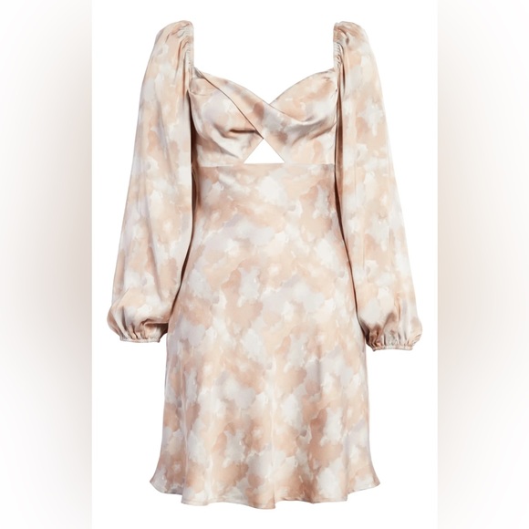 Abstract Print Long Sleeve Satin Dress from ASTR the label - Picture 2 of 4